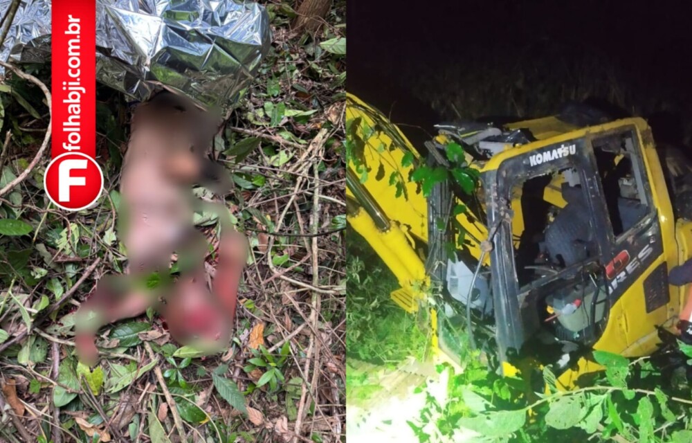 Operador de escavadeira morre após máquina despencar de ribanceira em Presidente Kennedy, ES