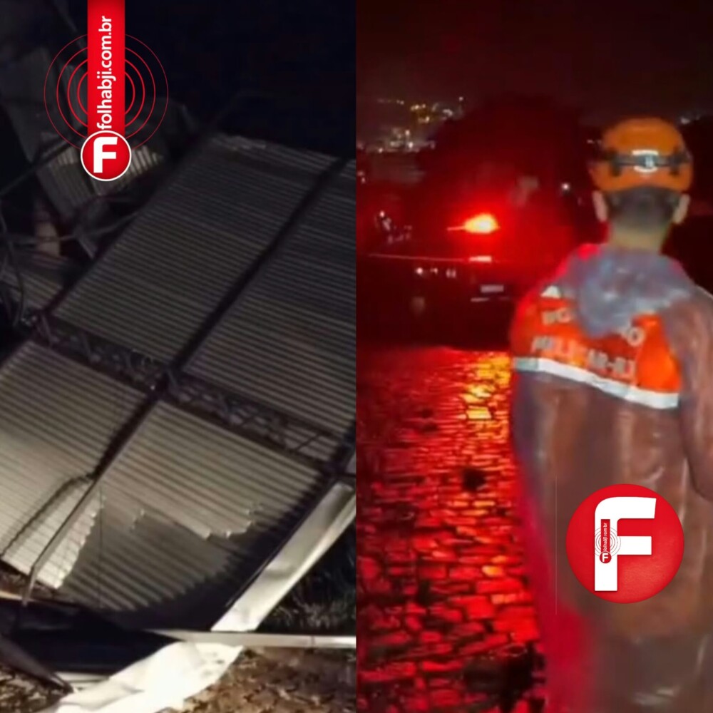 Chuva forte e vendaval causam queda de telhado e destelhamentos em Bom Jesus do Itabapoana