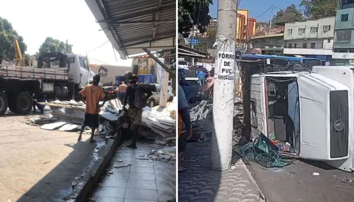 caminhão tomba em cachoeiro de Itapemirim